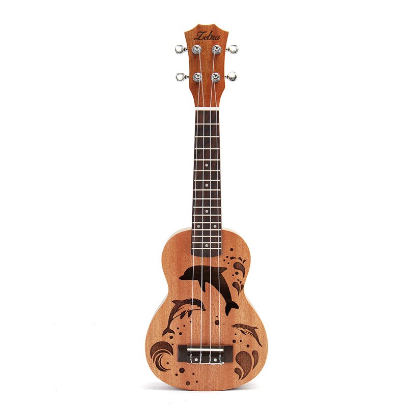 укулеле 21 Inch 4 Nylon Strings Ukulele Sapele Dolphin Pattern Hawaii Ukelele Mini Guitar Soprano Rosewood Uke Music Instrument