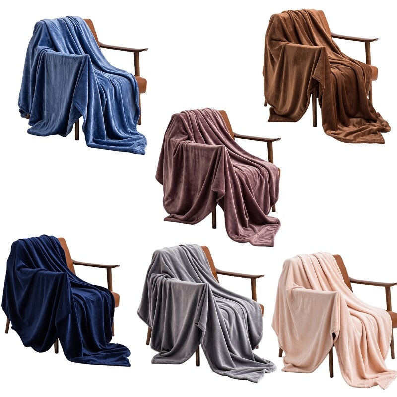 Winter herfst dikke flanellen deken, tweepersoonsformaat, superzacht, gezellig, warm, luxe, effen beddengoed van microvezel, lakens voor de bank.