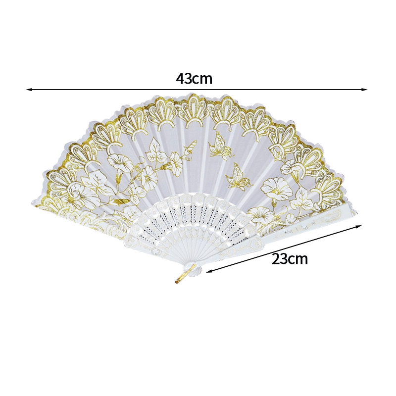 Abanico de mano plegable de seda Vintage, abanico personalizado antiguo de bambú, abanicos de utilería de baile femenino de estilo chino, decoración portátil grabada a mano: Azul oscuro