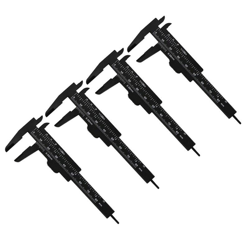 Plastic Caliper Inch/Metric 3 Inch 80mm Mini Caliper Double Scale Ruler Measuring Tool Compatibel w/ Office Student: Black