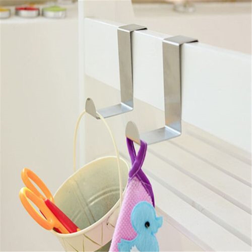 2pcs Stainless Steel Over Door Hooks Hanger Over Cupboard Hooks Drawer Hook for Office and Kitchen 1.8-4cm