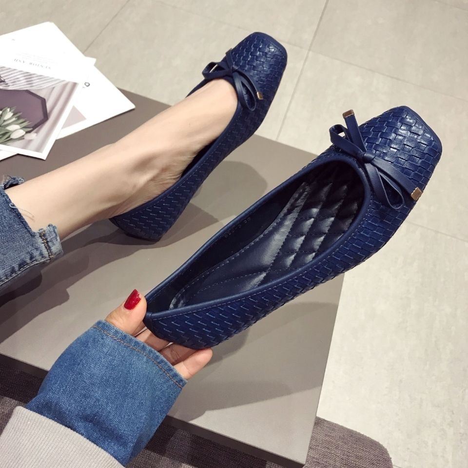 2024 frühling Sommer Ballerinas Frauen Einzelnen Schuhe Elegante Flache Damen Schwarz Blau Plus Größe 41 D061