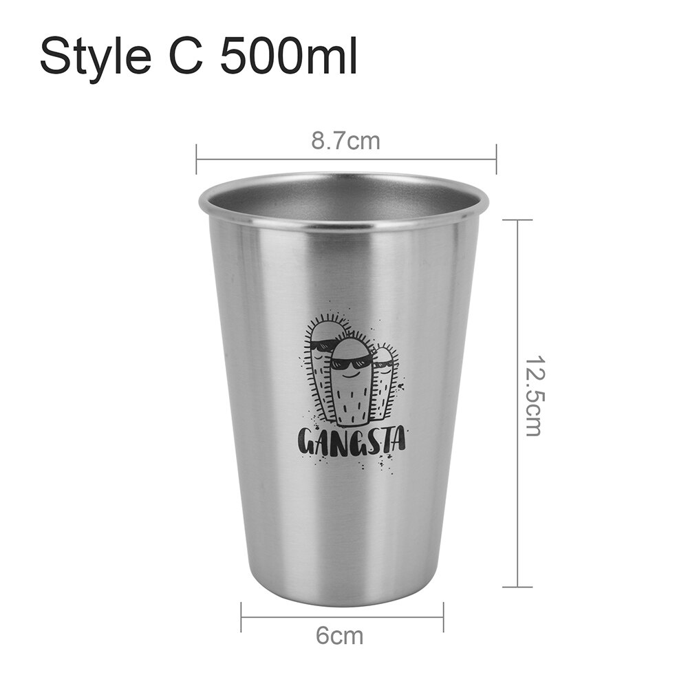350/500ML Beer Cup Nordic Ins Metal Cactus Series Lovers Cup Durable Wine Cups Household Office Use Gargle Cups: Style C 500ML