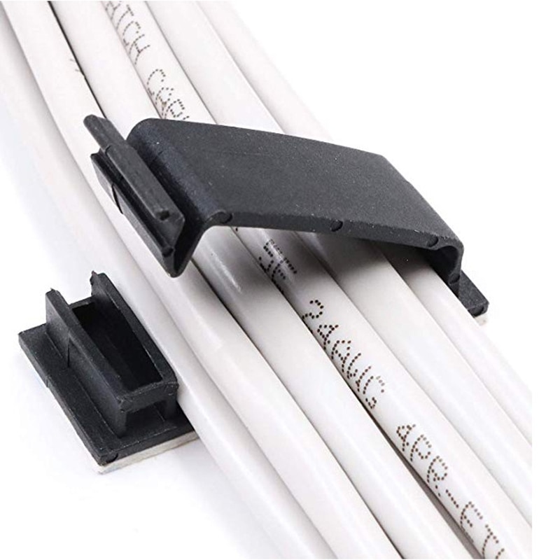 50/100 Pcs Self Adhesive Finisher Wire Clamp Packs Of Cable Management Clips, Firm Adhesive Pad Clips Wire Management Organizer