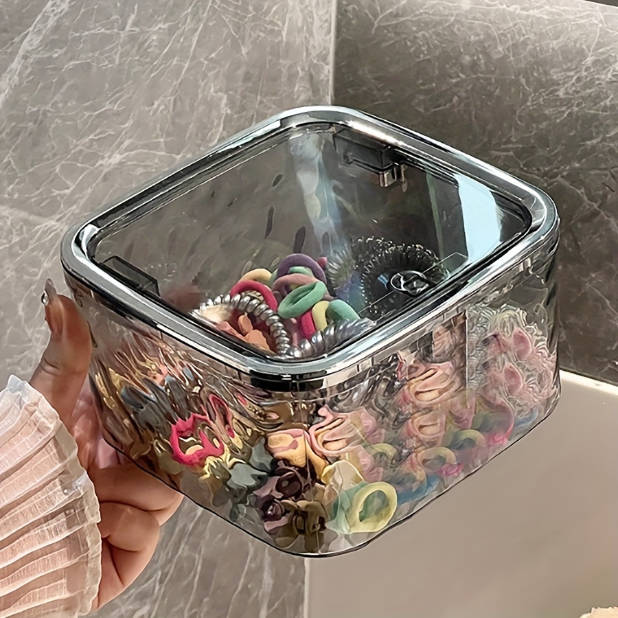 Organizador de accesorios para el cabello, caja de almacenamiento, organizador de lazos para el cabello acrílico transparente para diadema, lazos, organización de hisopo de algodón, baño