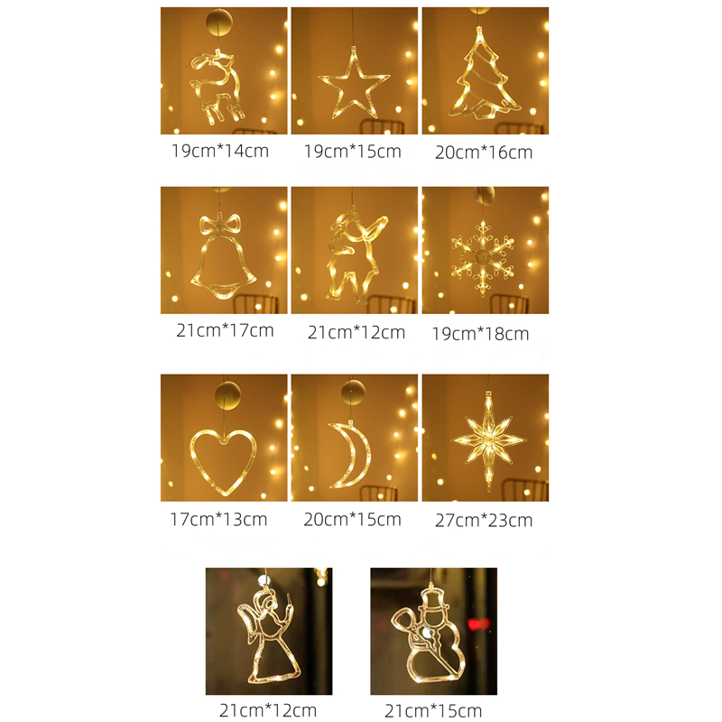 Christmas LED Light Snowflake Santa Deer Hanging Sucker Lamp Window Ornaments Decoration for Home Navidad Year Decor