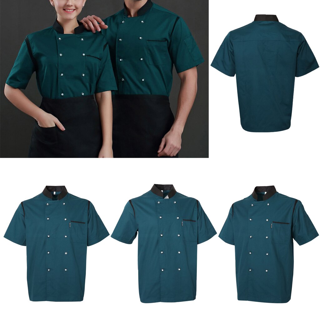 Breathable Chef Jackets Coat Double-Breasted Kitchen Uniforms Food Service Work Apparel