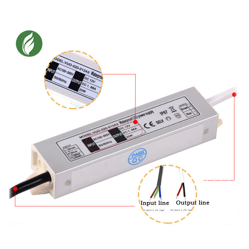 Dc12v led  ip67 driver strømforsyning 220v svitsjing led driver lystransformator 12w 20w 30w 36w 45w 60w for led-lys
