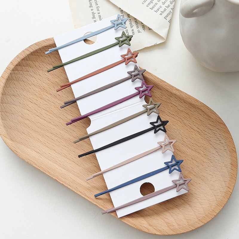 SHUANGR Hair Clips Set - 10 Pcs Geometric Heart & Wavy Pins - Trendy Hair Accessories for Women Girls: Q09128