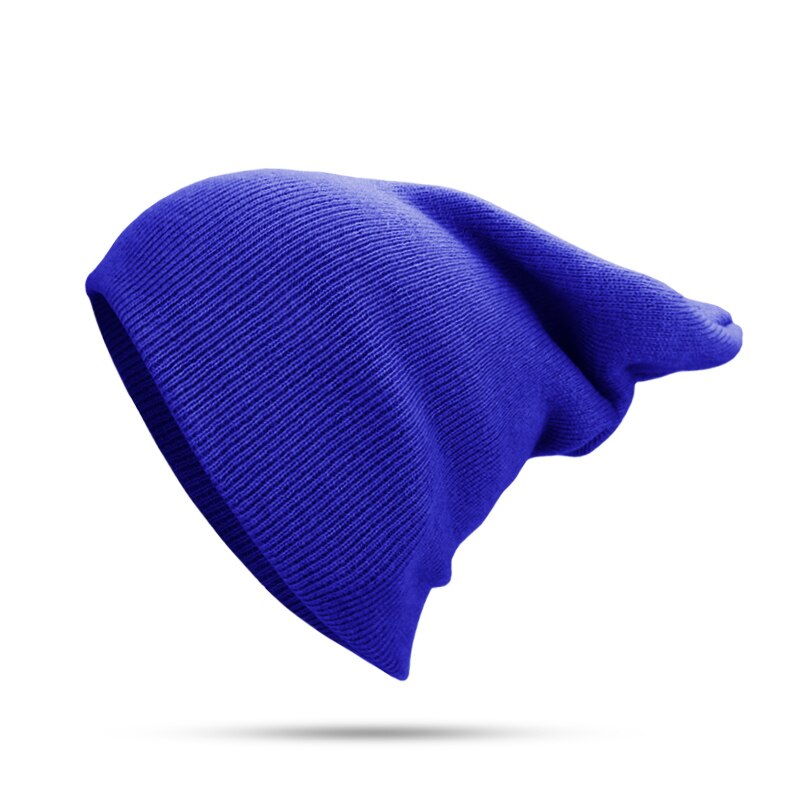 Talvihattu miehille naisten skullies pipot lämmin lippalakki unisex elastisuus neuloa pipo hatut yksivärinen neule tyttö ruusunvihreät hatut: Sininen