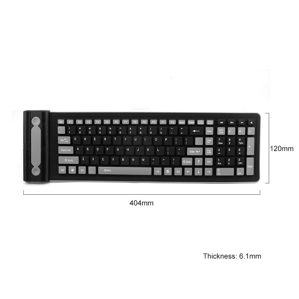 Teclado inalámbrico portátil de 2,4G, Flexible, resistente al agua, de silicona suave, Mini teclado de 107 teclas para ordenador EPULA
