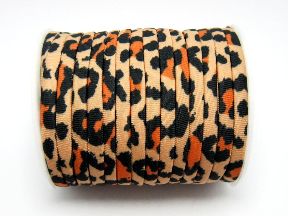 Khaki Leopard lycra cord 5mm Elastic lycra cord stitched Lycra strips swimwear & bikini making