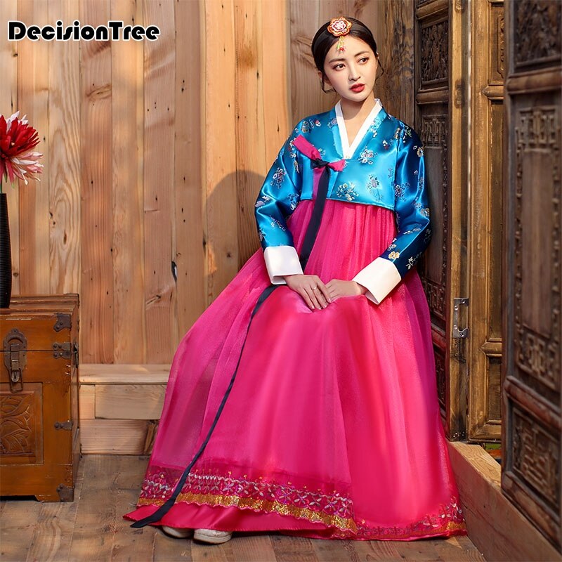 2020 sequined coreano tradicional traje hanbok feminino coréia palácio traje hanbok vestido de dança nacional roupas para palco mostrar