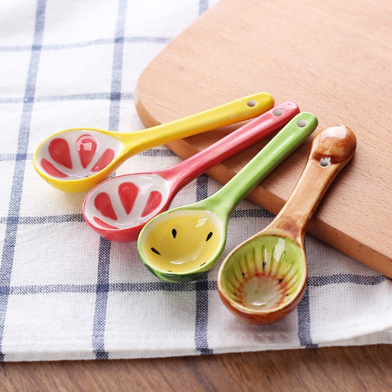 5 teile/satz Kreative Keramik Obst Löffel Schöne kinder Reis Löffel Küche Geschirr Suppe Teelöffel Haushalt ZL355