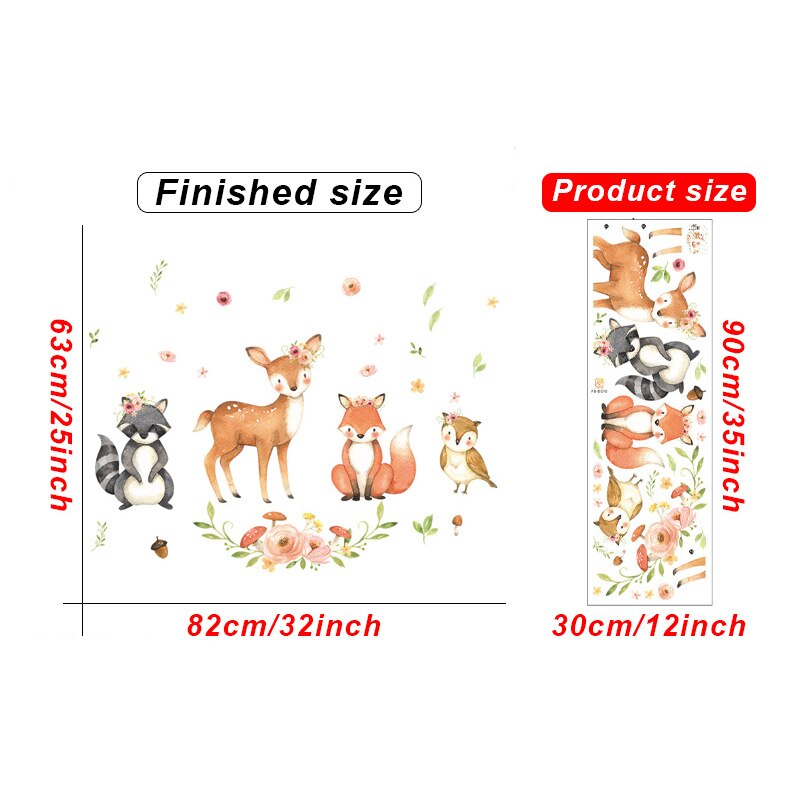 Cartoon Animals Self-adhesive Wall Stickers Home Decor Art Removable Decals for Nursery Kids Bedroom Baby Living Room Mural: Default Title