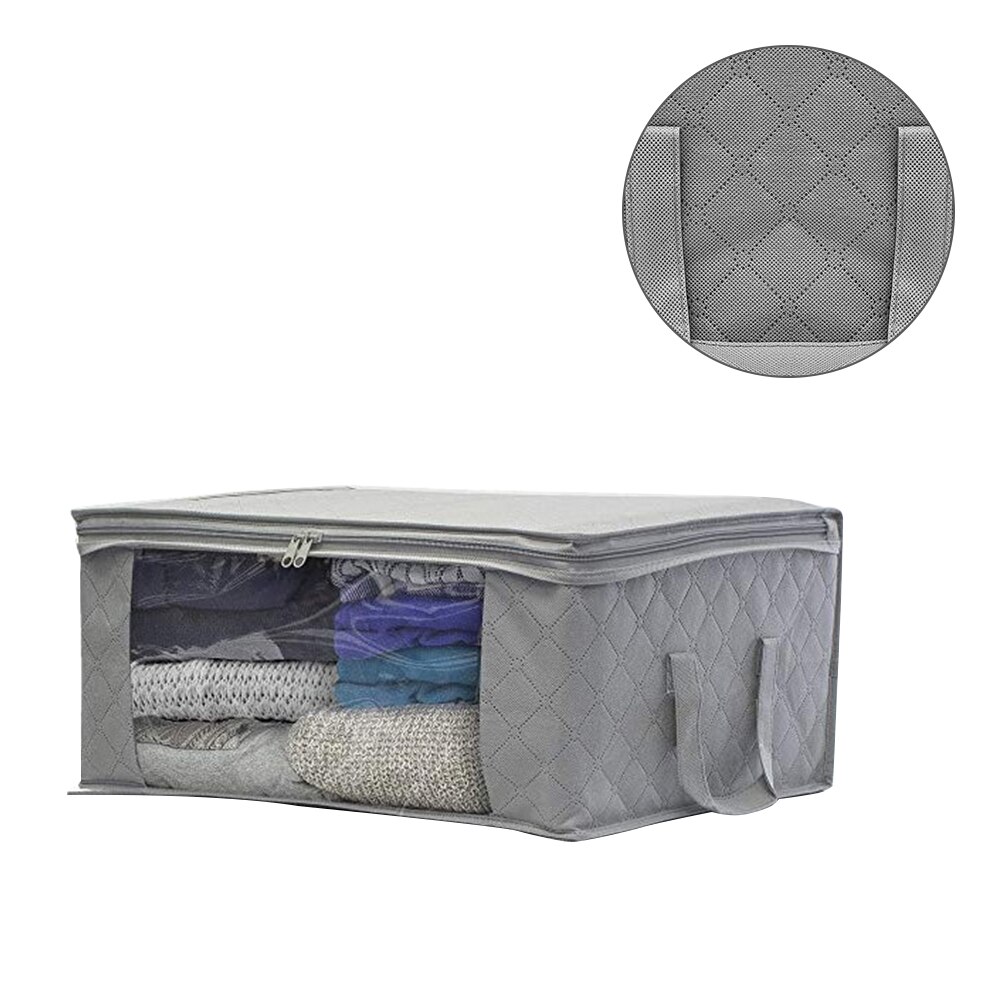 Folding Fabric Storage Box Dirty Clothes Collecting Case With Zipper For Toy Quilt Storage Box Clear Moisture Proof Organizer: blue