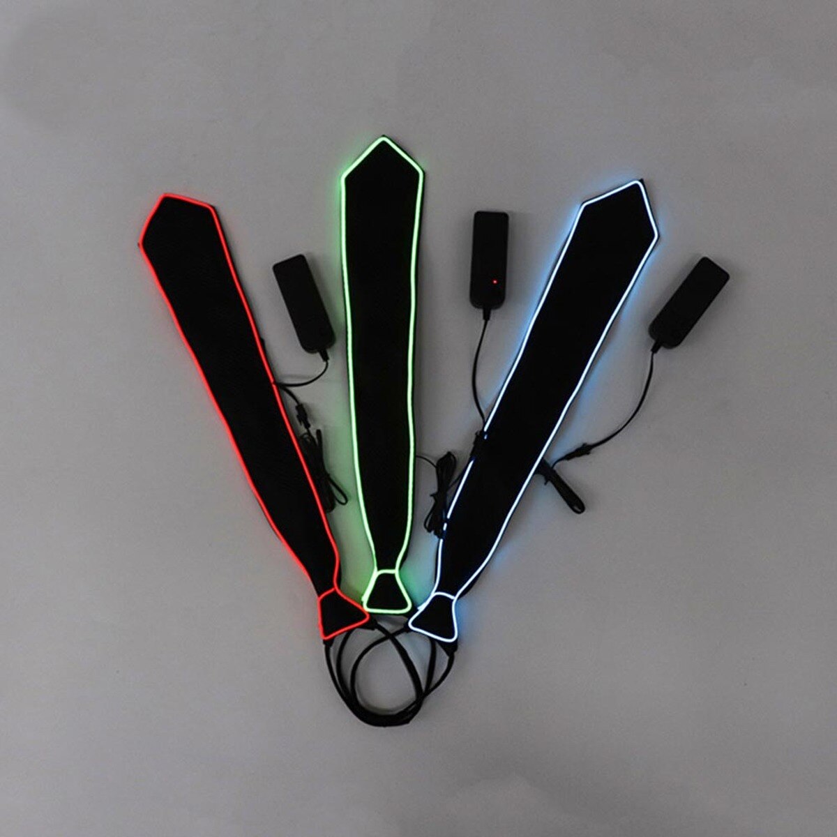 EL Luminous Necktie Glowing Fanny Flashing Ties Novelty Necktie for Men LED Light Up Ties Halloween Party Costume Accessory