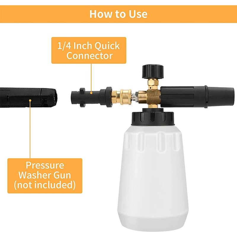 Schuim Kanon Spray Hogedrukreiniger Accessoires 3000 Psi Hogedrukreiniger Kanon Met Nozzle Tips Quick Connector