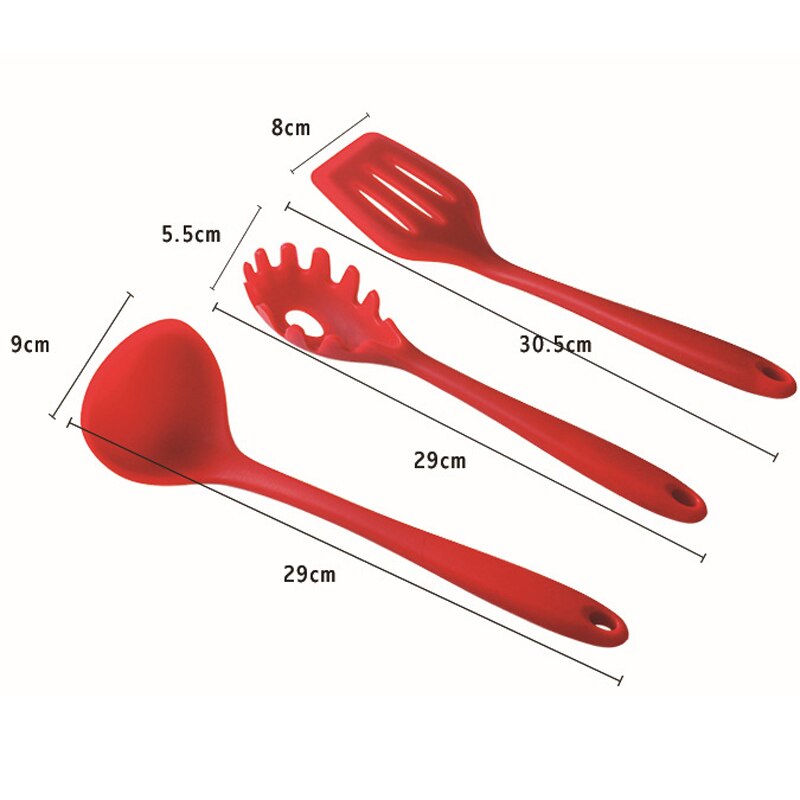 Kitchen Silicone Non-stick Cooking Spoon Spatula Ladle Egg Beaters Utensils Dinnerware Set Cooking Tools Accessories