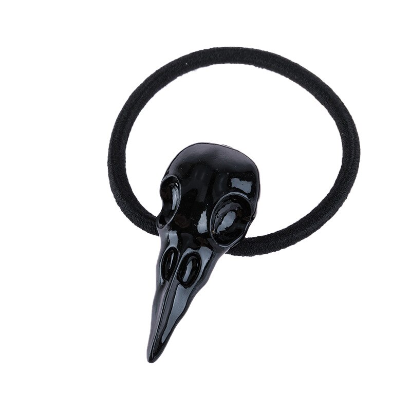 1 Pc Vrouwen Punk Gothic Raven Schedel Kraai Elastische Haar Touw Haarband Haar Accessoires: black