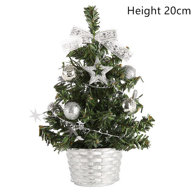 20/30/40CM Mini Table Christmas Tree LED light home Decoration Tabletop Pine Tree Xmas Tree Christmas Decoration Year: 20cm-silver
