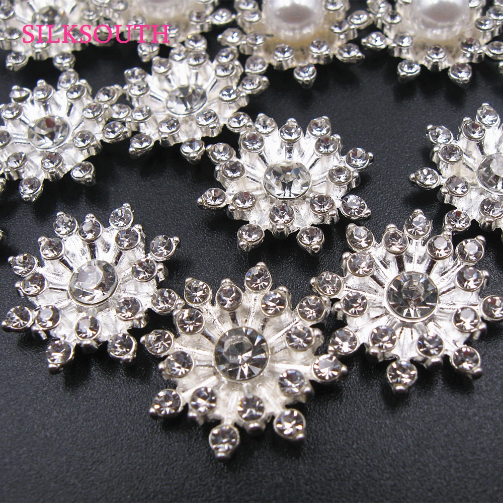 10 stk rhinestone håndlavet diamant perle blomst perler til håndværk legering mobiltelefon sag stikker diy smykker tilbehør