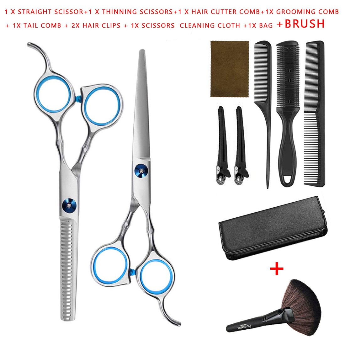 Hairdressing Scissors Kit 11pcs/10pcs/9pcs Hair Cutting Scissors Hair Scissors Tail Comb Hair Cape Cutter Comb: 10pcs