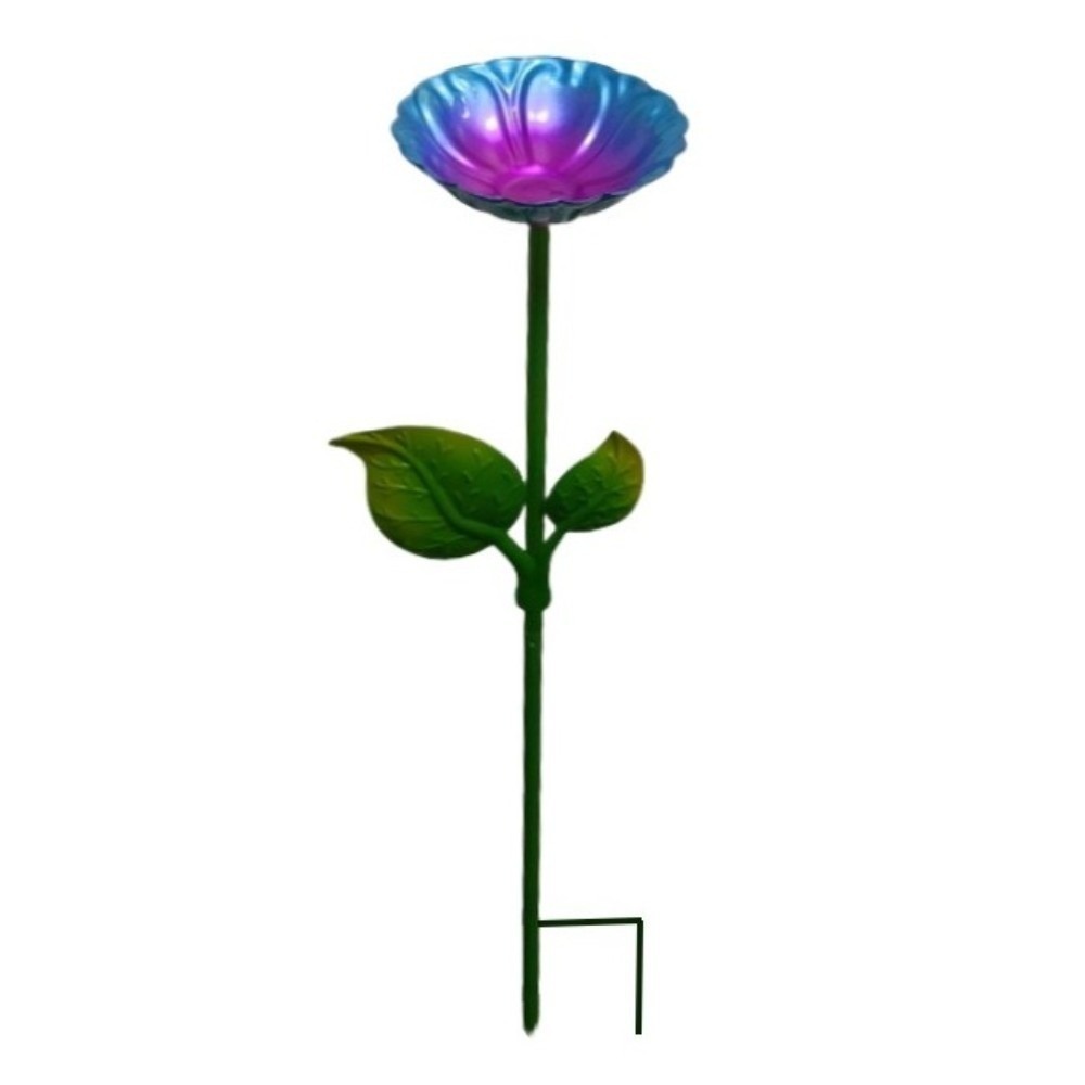 Dispensador de Ração para Pássaros em Formato de Flor de Ferro, Banheira para Pássaros de Grande Capacidade, Prato Durável para Alimentação de Pássaros, Banheira Conveniente para Pássaros no Quintal: Lavanda