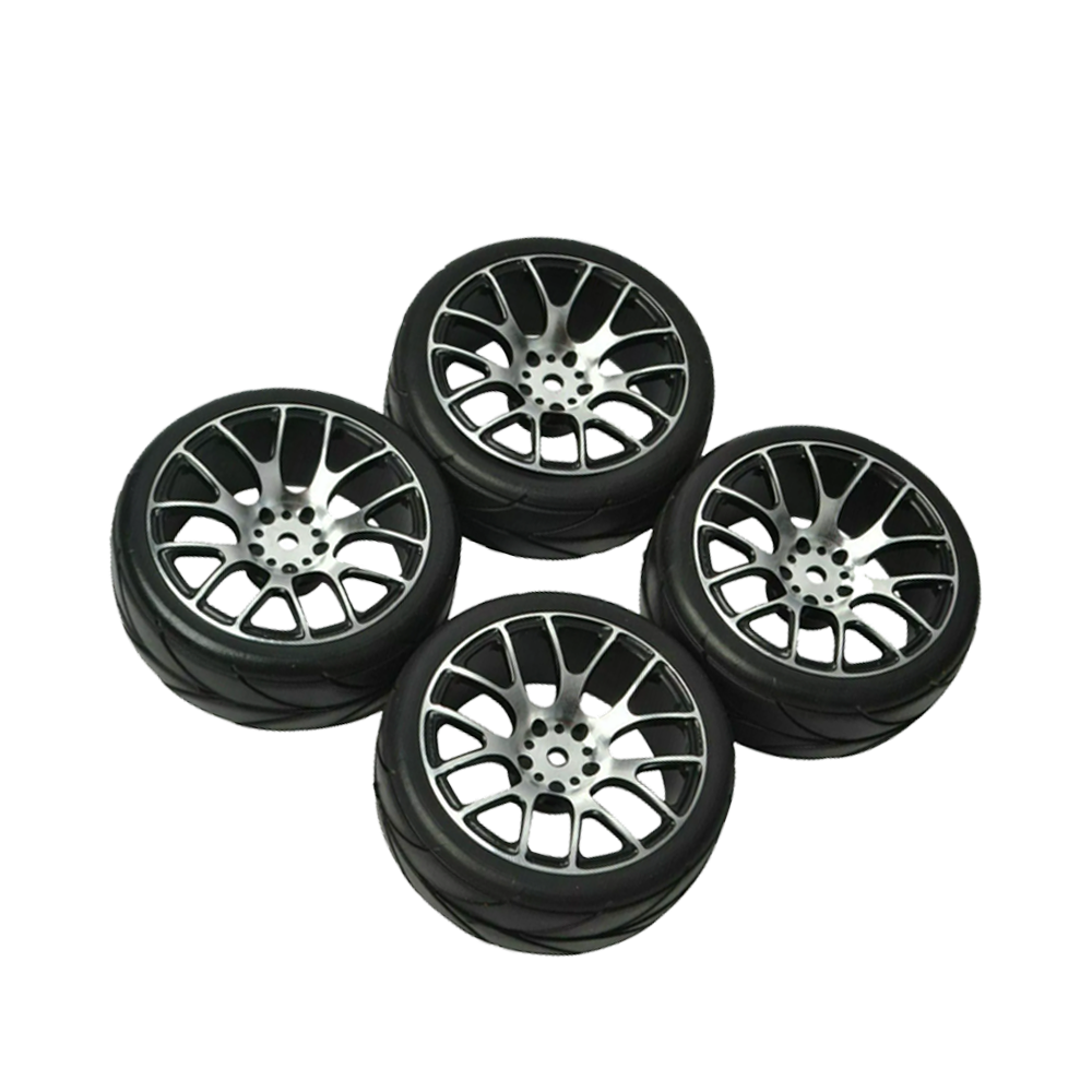 1/10 4 STKS Aluminium RC Wielen & Banden Set met Lichtmetalen Velgen - Lichtgewicht Prestaties Upgrade onderdelen voor On-Road Toerwagens: Default Title