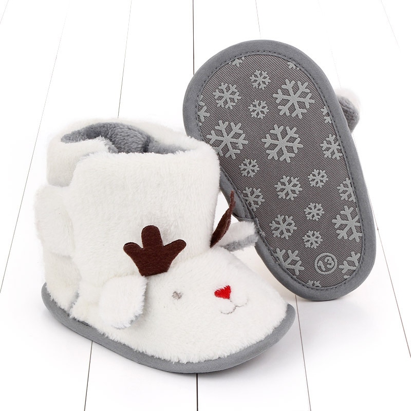 Newborn Infant Baby Girls Snow Boots Winter Warm Baby Shoes Solid Button Plush Ankle Boots