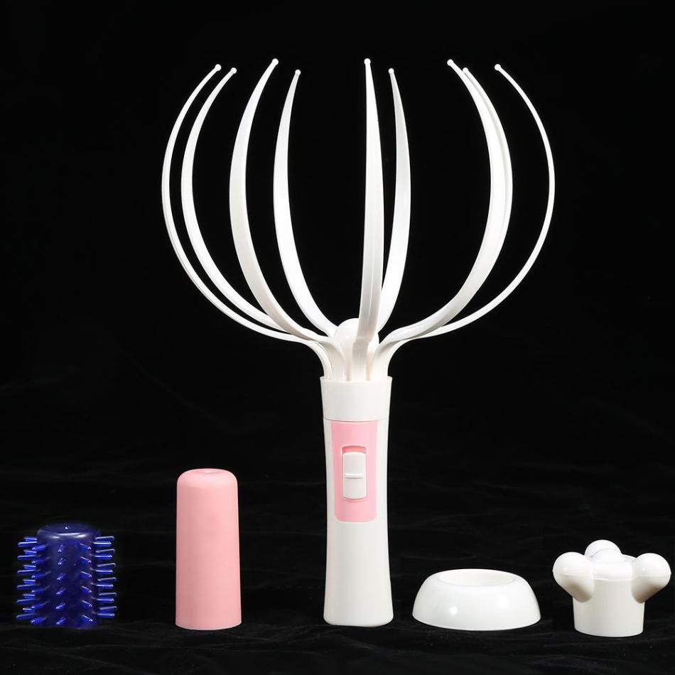 Elektrisk bläckfisk huvudmassager ryggrad hårbotten huvudvärk stressavlastning fingergripare klo hals massage spa antistress handmassage