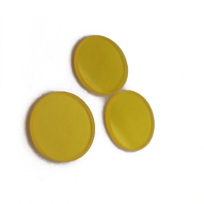 Filtres à bande optique dia17 mm d'épaisseur 1.5mm JB510, verre de couleur jaune, haute transmission, avec longueur d'onde 510nm, 2 pièces/lot