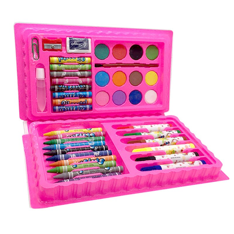 150Pcs Kids Art Set Children Drawing WaterColor Pen Crayon Oil Pastel Painting Tool Art supplies stationery Kit for Student: 42 pcs -pink