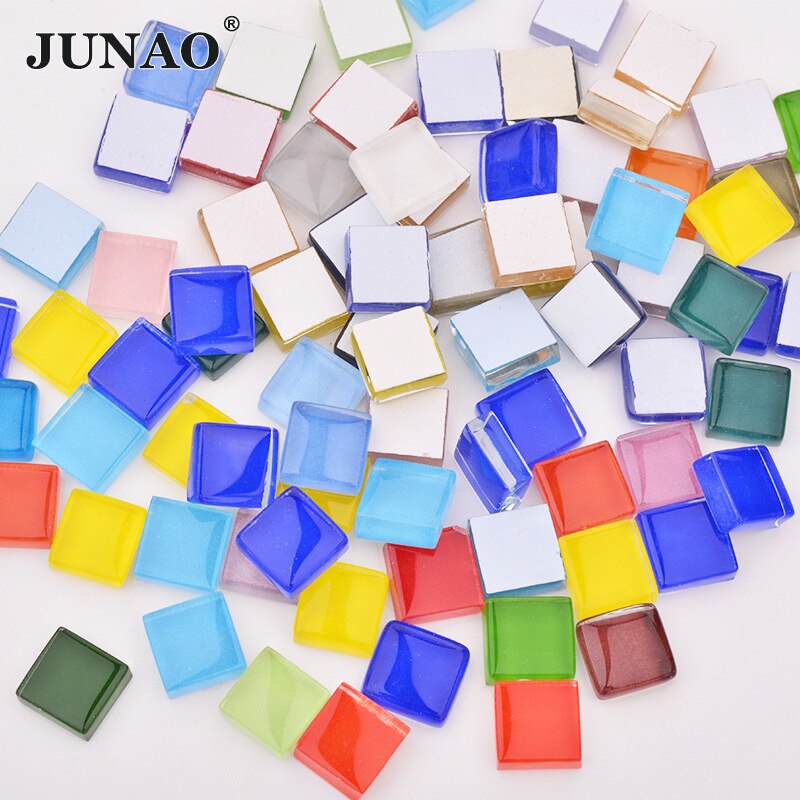 JUNAO 20 piezas-mosaico de piedras de vidrio para niños, piedras de vidrio Mosalic, guijarros de vidrio, Material artesanal, puzle, DIY, fabricación de mosaico