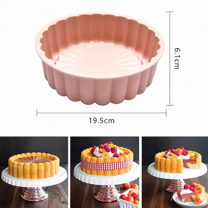 Fais du multifunktionell silikon kakform återanvändbar nonstick rund form för gör-det-själv-bakning desserter och mousse kaktillbehör