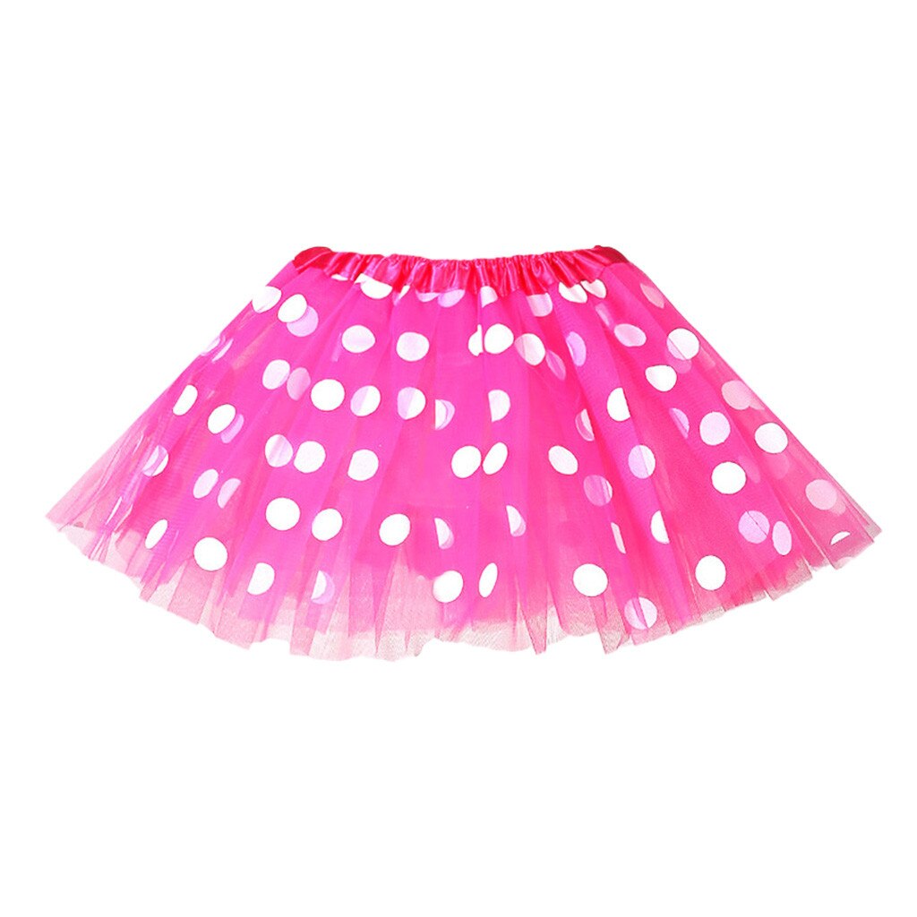 2 to 8 år tutu nederdel børn piger nederdele polka dot tyl ballet mesh prinsesse nederdele sommer pige dans tøj: Hot pink