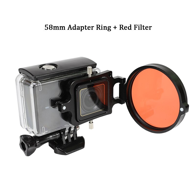 Lens Filter Kit voor Yi 4 K Xiaoyi Lite Macro Lens 16X Close-Up + Duiken Rood Filter + 58mm Adapter Ring voor Yi 4 k Waterdichte Case
