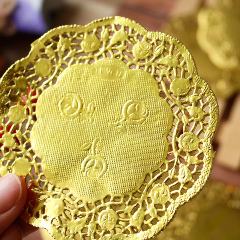 50Pcs 3.5 Inch Hollow Floral Round Lace Paper Doilies Party