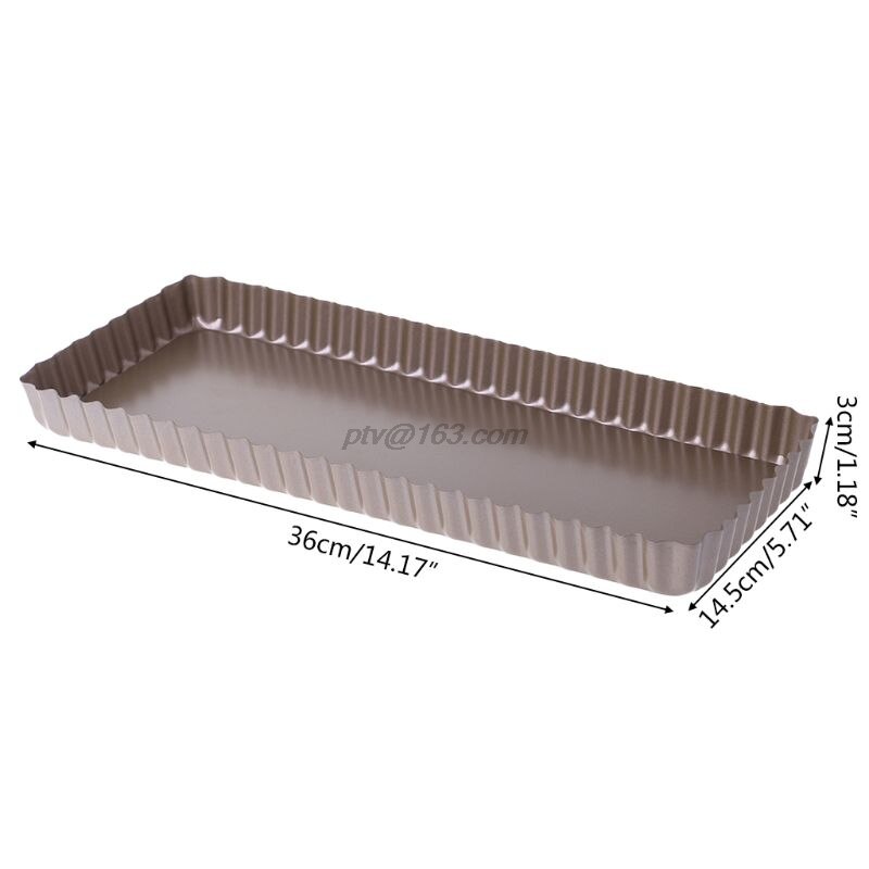 Fluted Pie Tart Pan Mold Baking Removable Bottom Nonstick Quiche Tools Rectangle