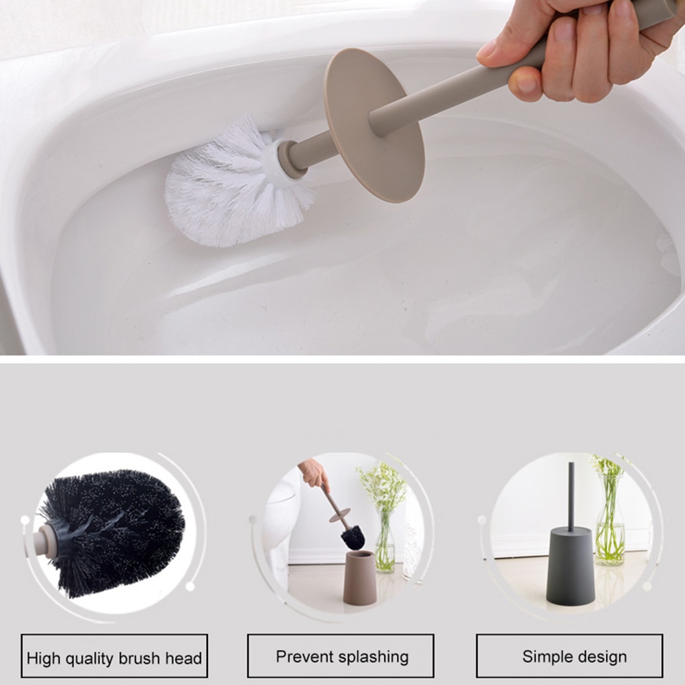Toiletbørste langt håndtag plastik badeværelse toiletbørste værktøj til rengøring af hjemmet med baseholder toiletbørste toiletstempler værktøj