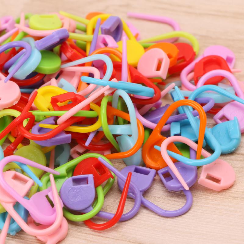 100Pcs Colorful Knitting Stitch Markers Crochet Locking Tool Craft Ring Holder