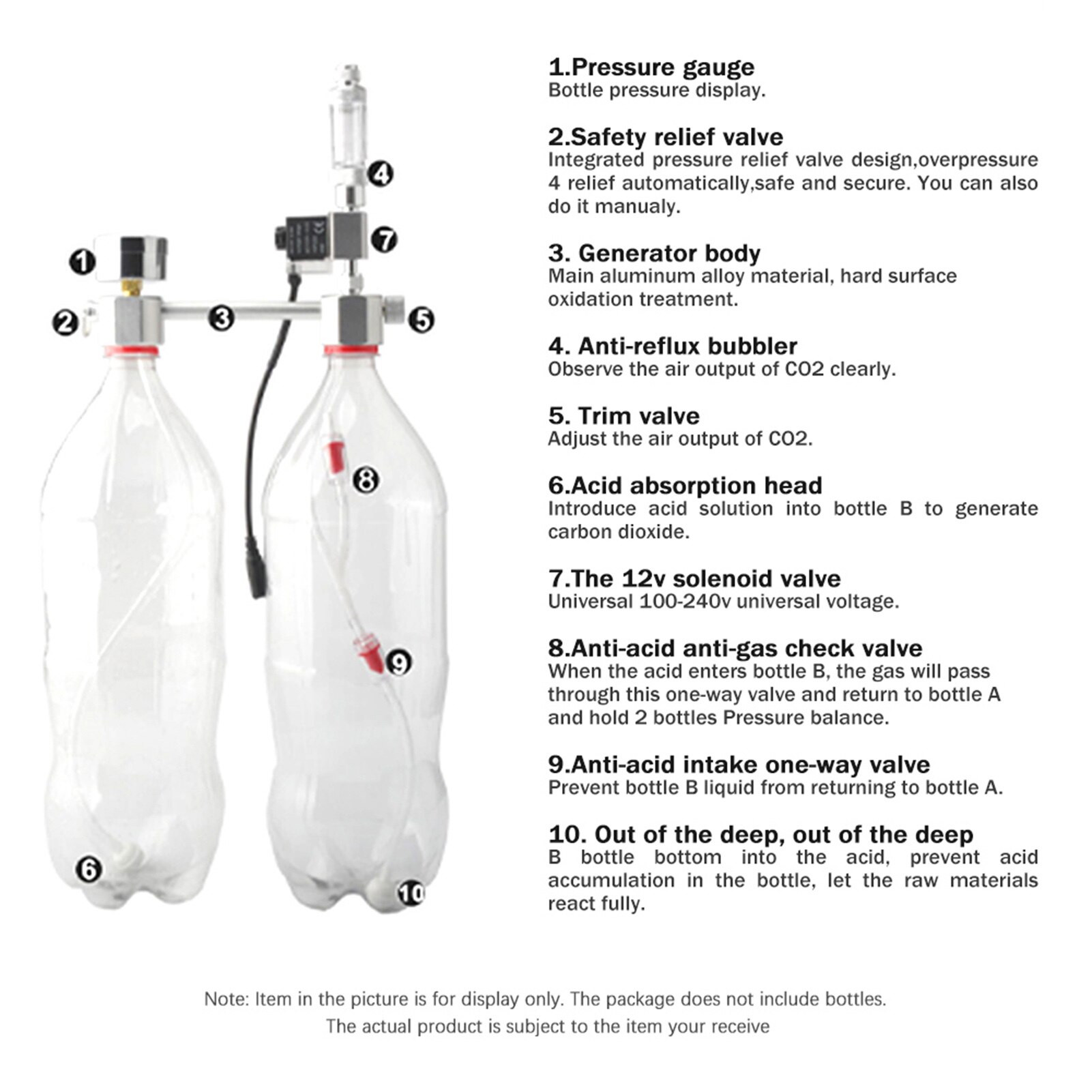 Aquarium CO2 Regulator System Kits with Solenoid Bubble Counter Check Valve Carbon Dioxide Reactor Generator for Plants Growth