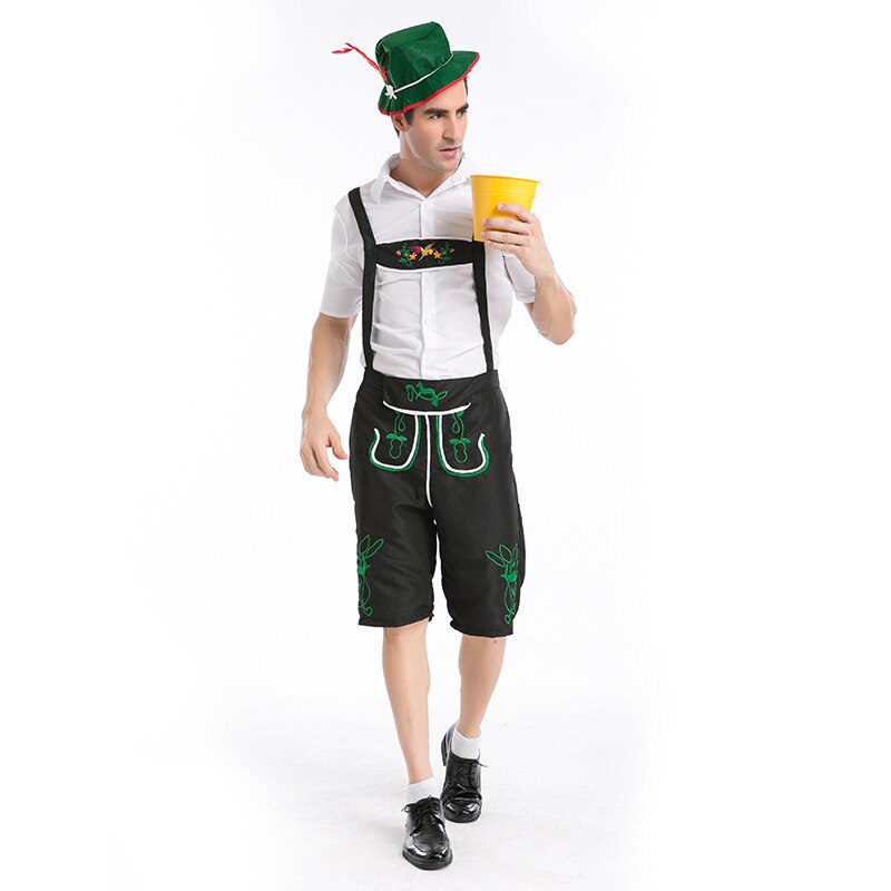 Lederhosen Oktoberfest disfraces hombres blanco Top tradicional alemán bavariano cerveza masculino Cosplay Halloween Festival ropa