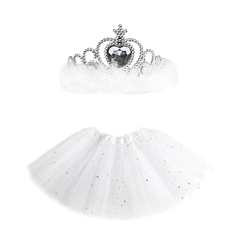 Jupe Tutu + bandeau couronne pour bébé fille de 1 à 3 ans, tenue princesse, fête d'anniversaire, Costumes de photographie: WHITE