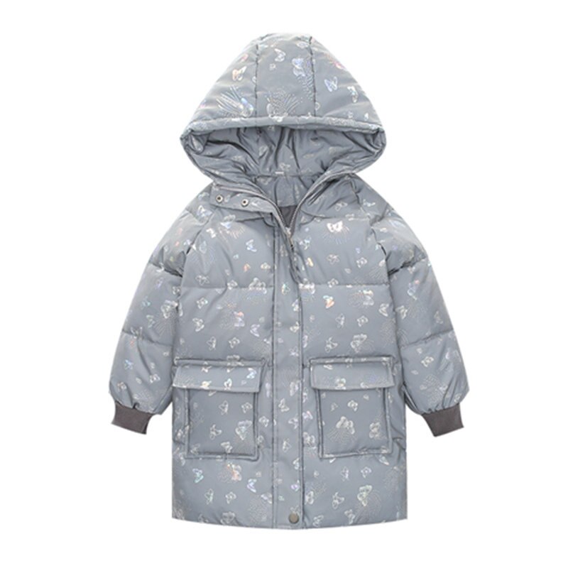 Chaqueta reflectante luminosa de algodón para niños y niñas, Parkas con estampado de mariposa, ropa con capucha, 4-14 años, Invierno: 11