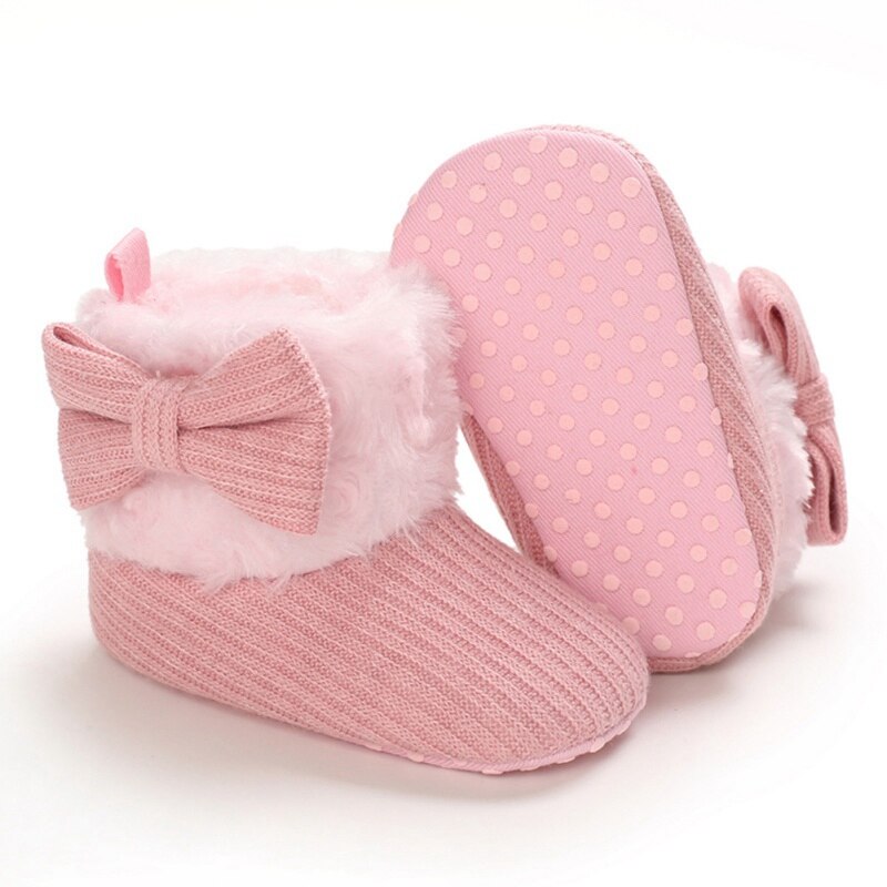 Kids Baby Meisjes Schoenen Soft Sole Bootie Boog Schoenen Winter Warm Sneeuw Boot Schoenen 0-18M