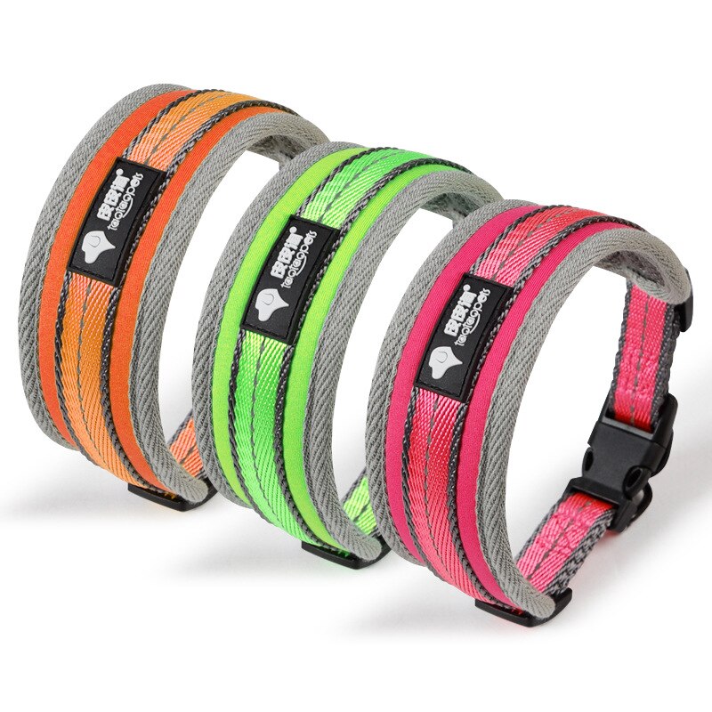 Nylon Pet Collar Adjustable Reflective Double-layer Dog Collars With Soft Mesh Padded For Medium Large Dogs Golden Retriever Pug