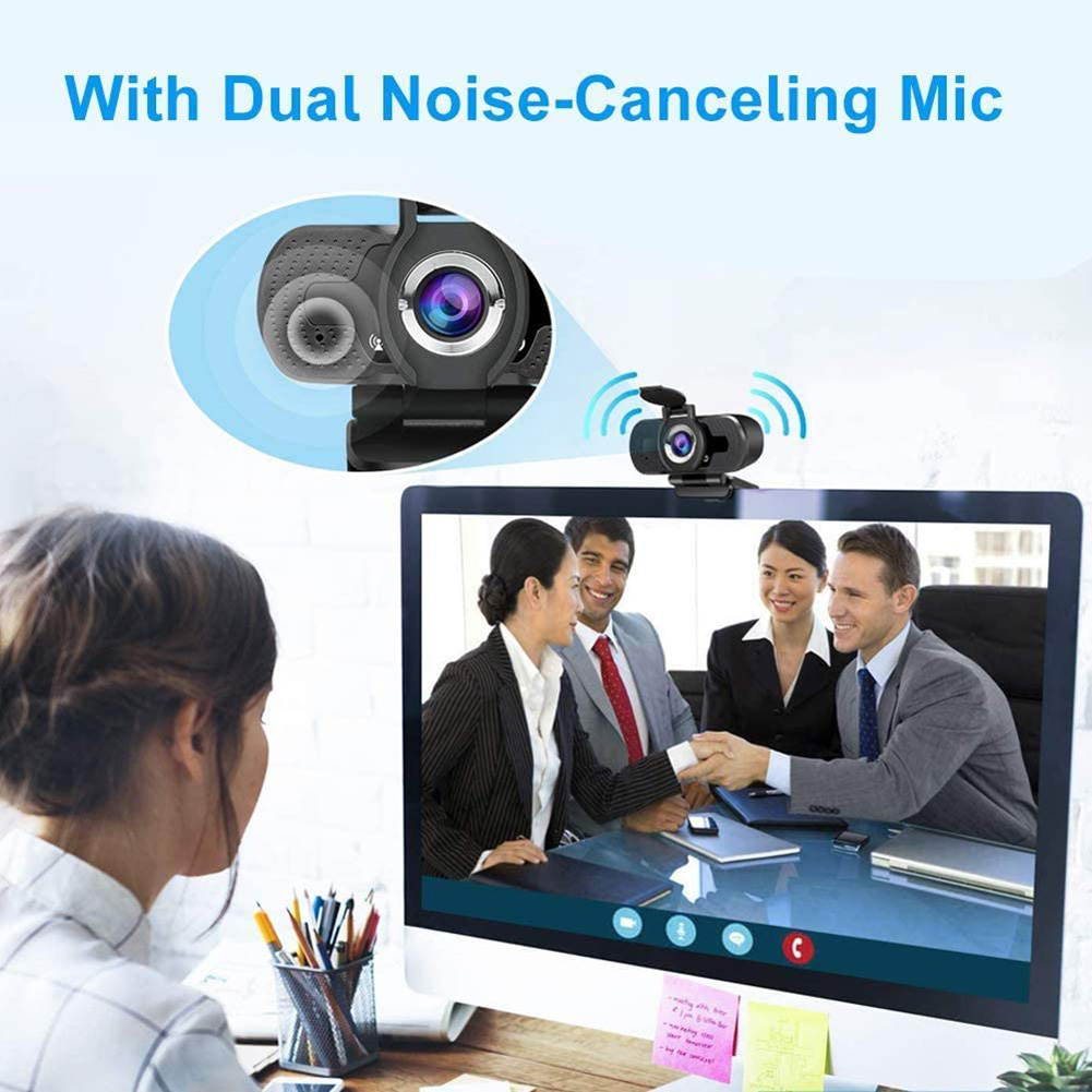 Web Camera with Built-in Mic USB Auto Focus PC Webcam Privacy 1080P FHD Cover for Office Caring Computer Supplies