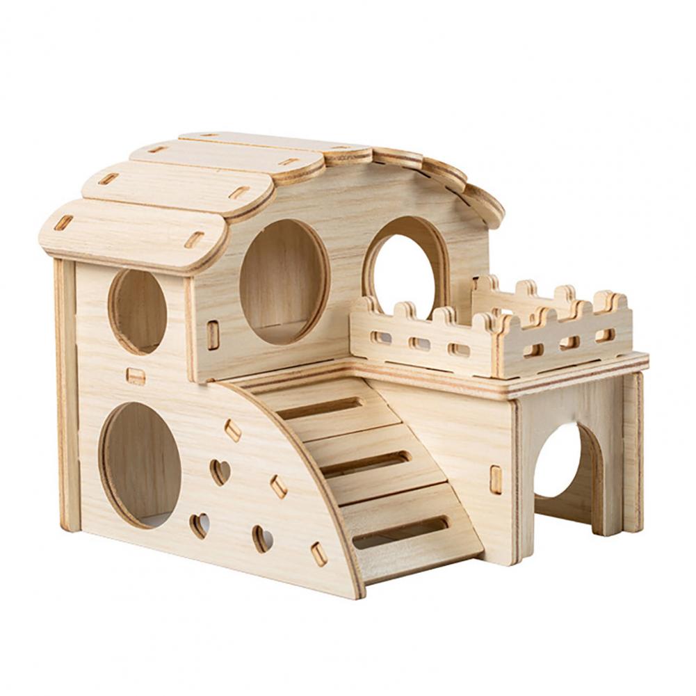 Hamster House Guinea Toy Wood Hideout Wooden Cabin Maze Cage Hidepets Toys Animal Place Hiding Platform Decor Enrichment: green