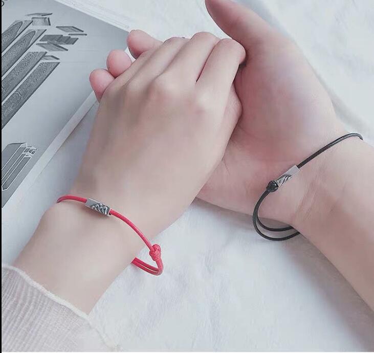 2 stuks paar armband vriendschap touw gevlochten afstand magnetisch aantrekken elkaar chinese idiomen polsketting sieraden minnaar